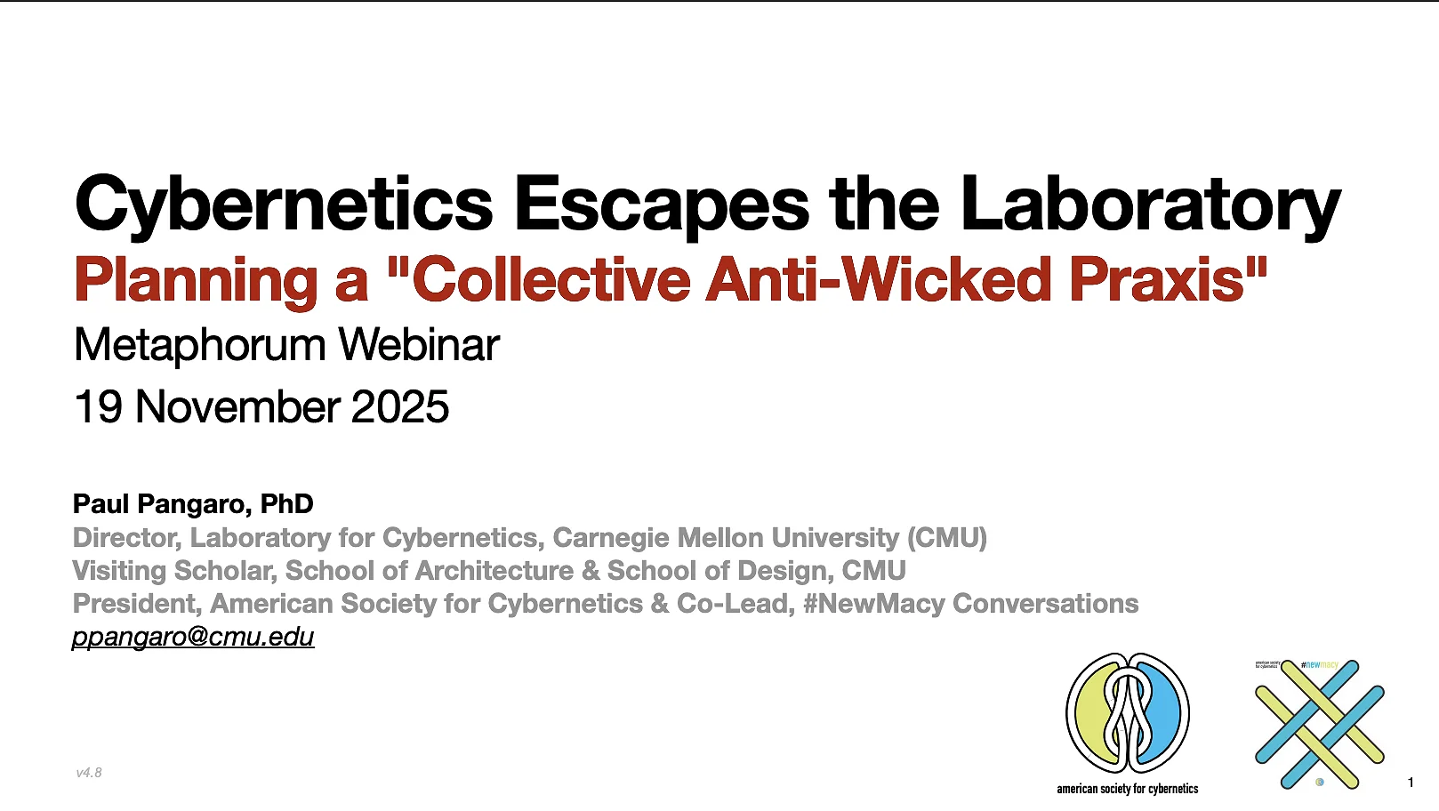 Paul Pangaro webinar Metaphorum 2025-11